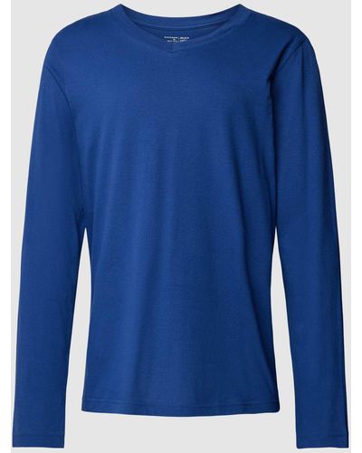 Schiesser Shirt Met Lange Mouwen En V-hals - Blauw