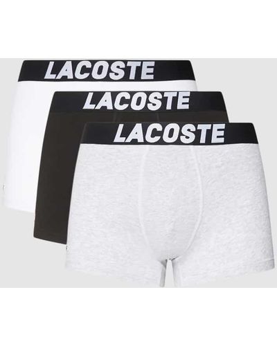 Lacoste Trunks mit elastischem Logo-Bund im 3er-Pack - Weiß