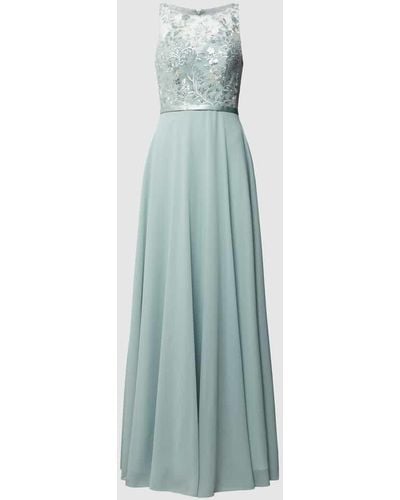 Luxuar Abendkleid mit Paillettenbesatz - Blau