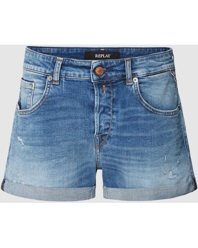 Replay Jeansshorts im Destroyed-Look Modell 'ANYTA' - Blau