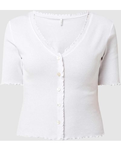 ONLY Shirt mit Rippenstruktur Modell 'Laila' - Weiß