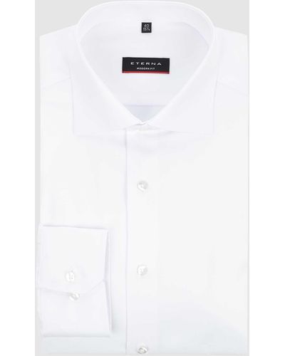 Eterna Regular Fit Zakelijk Overhemd Van Katoen - Wit