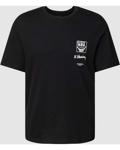 Jack & Jones T-Shirt mit rückseitigem Motiv-Print Modell 'KEITHHARING' - Schwarz