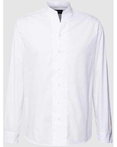 Emporio Armani Modern Fit Freizeithemd mit Stehkragen - Weiß