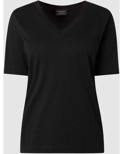 SELECTED T-shirt Van Biologisch Katoen, Model 'standard' - Zwart