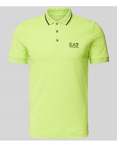 EA7 Slim Fit Poloshirt mit Label-Print - Grün