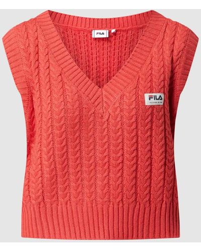 Fila Cropped Pullunder mit Zopfmuster Modell 'Tarragona' - Rot