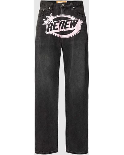 Review Baggy Jeans mit Puff Logo-Print - Schwarz
