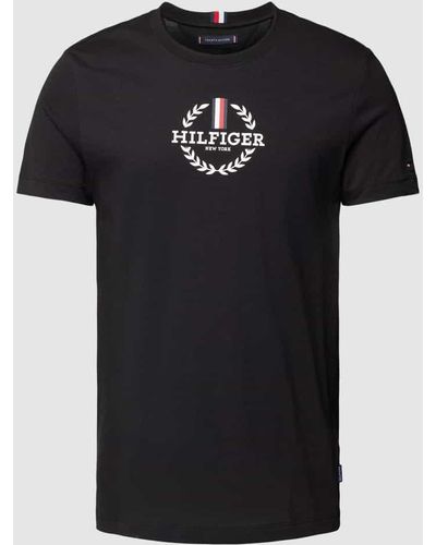 Tommy Hilfiger Slim Fit T-Shirt mit Rundhalsausschnitt - Schwarz