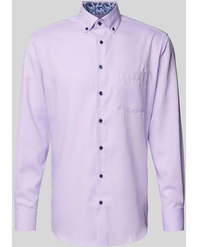 Eterna Regular Fit Zakelijk Overhemd Met Button-downkraag - Paars