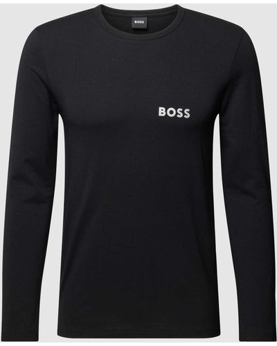BOSS Shirt Met Lange Mouwen En Labelprint - Zwart