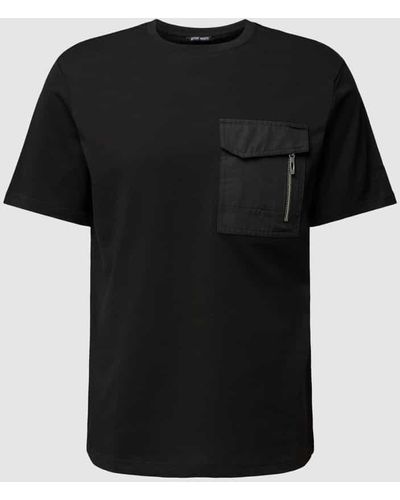 Antony Morato T-Shirt mit Brusttasche und Label-Detail - Schwarz