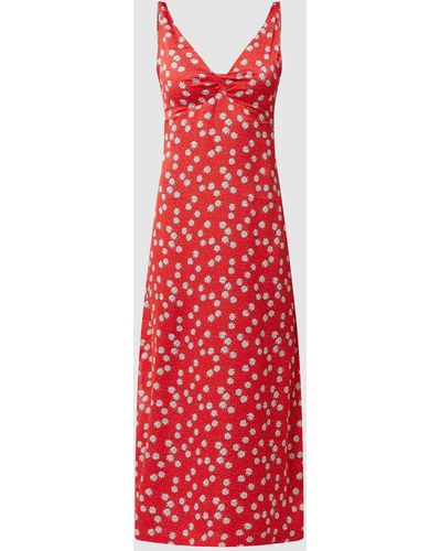 Pepe Jeans Midikleid mit floralem Muster Modell 'Nain' - Rot