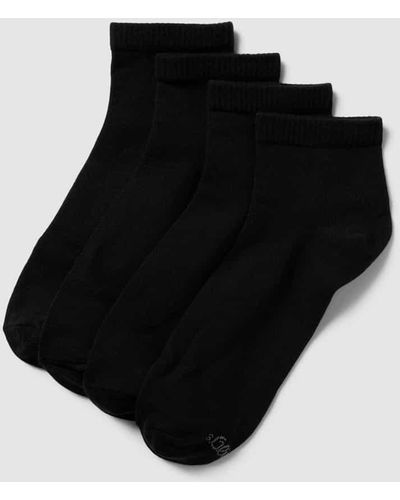 S.oliver Socken mit Label-Detail im 4er-Pack Modell 'Quarter' - Schwarz