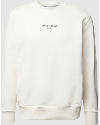 carlo colucci Sweatshirt mit gerippten Abschlüssen - Weiß