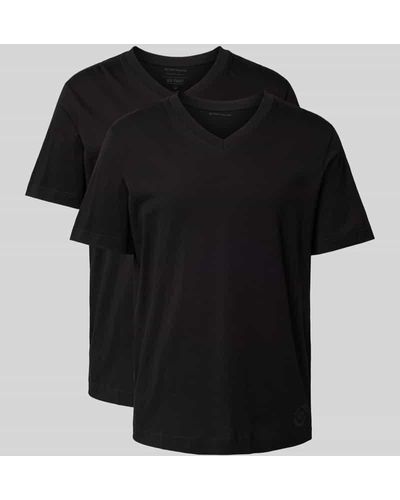 Tom Tailor T-Shirt mit V-Ausschnitt im 2er-Pack - Schwarz