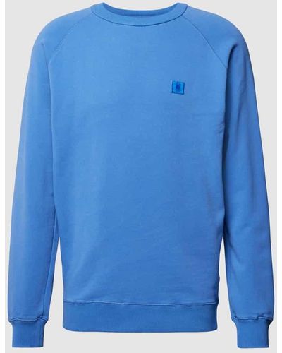 Thinking Mu Sweatshirt mit Motiv-Patch Modell 'SOL' - Blau