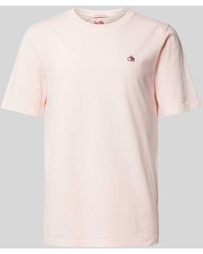 Scotch & Soda T-Shirt mit Logo-Stitching - Pink