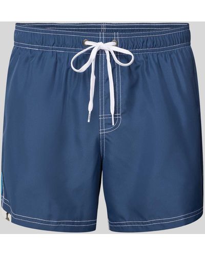 Sundek Regular Fit Badeshorts mit angedeutetem Eingriff - Blau