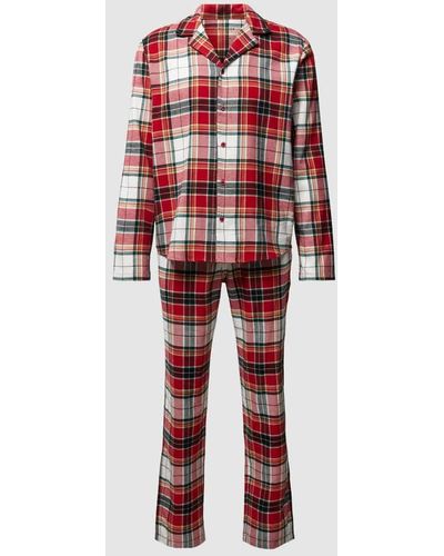 Schiesser Pyjama mit Tartan-Muster - Rot