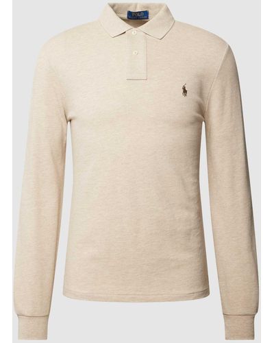 Polo Ralph Lauren Slim Fit Poloshirt mit Label-Stitching - Natur