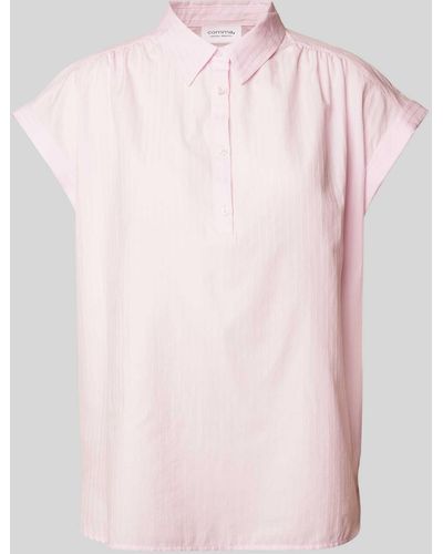 comma casual identity Bluse mit Umlegekragen und kurzer Knopfleiste - Pink