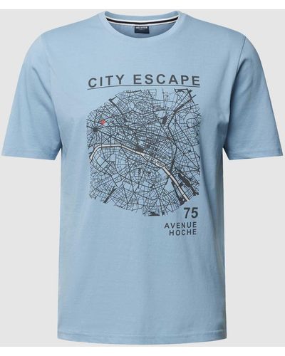 Hechter Paris T-shirt Met Motiefprint - Blauw