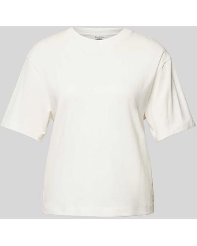 Marc O' Polo T-shirt Met Geribde Ronde Hals - Wit
