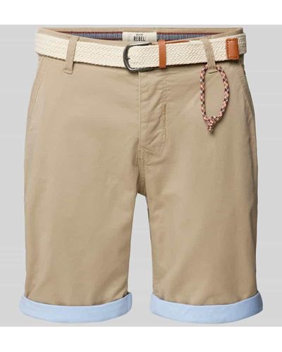 Redefined Rebel Regular Fit Shorts mit Gürtel in Flecht-Optik Modell 'MAGNUS' - Natur