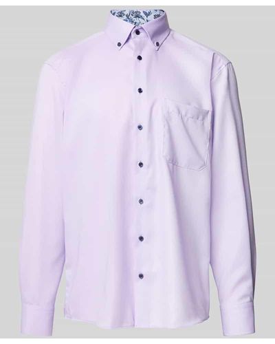 Eterna Comfort Fit Business-Hemd mit Button-Down-Kragen - Lila