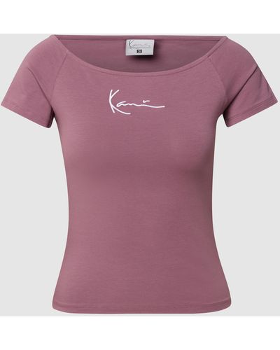 Karlkani Cropped T-Shirt mit Label-Stitching - Pink