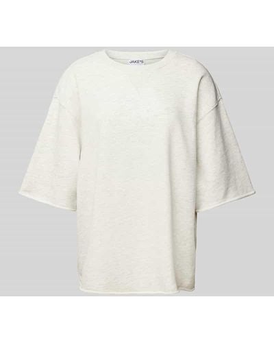 Jake*s T-Shirt in Melange-Optik mit Rundhalsausschnitt - Weiß