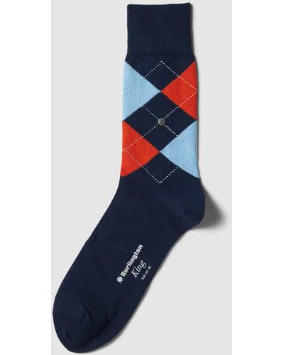 Burlington Socken mit grafischem Muster Modell 'KING' - Blau