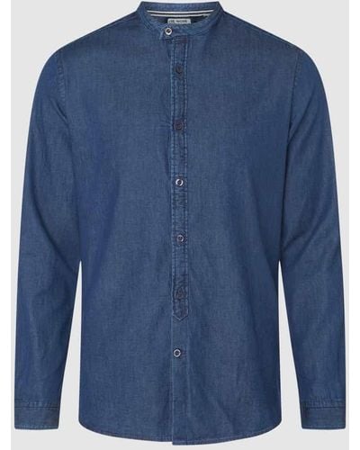 FIL NOIR Slim Fit Business-Hemd aus Denim Modell 'Pescara' - Blau