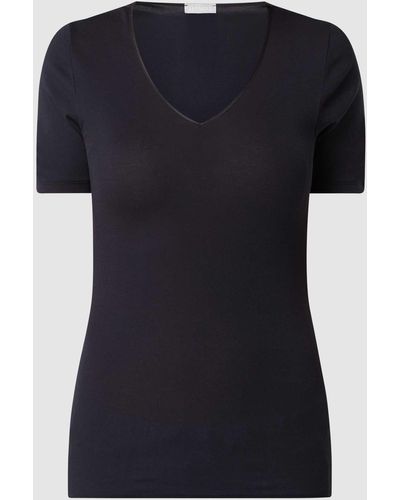 Hanro T-Shirt aus Baumwolle Modell 'Cotton Seamless' - Schwarz