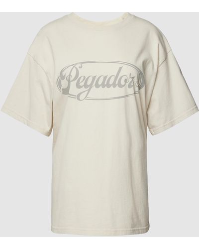 PEGADOR Oversized T-Shirt mit Label-Print Modell 'Omar' - Weiß