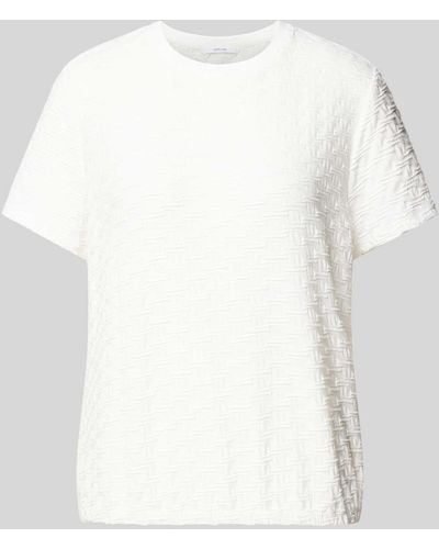 Opus T-Shirt mit Strukturmuster Modell 'Saanu' - Weiß
