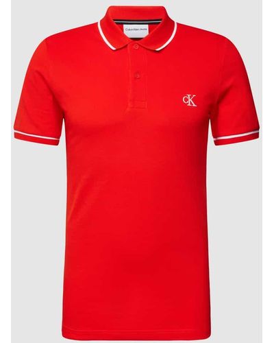 Calvin Klein Poloshirt mit Label-Stitching - Rot