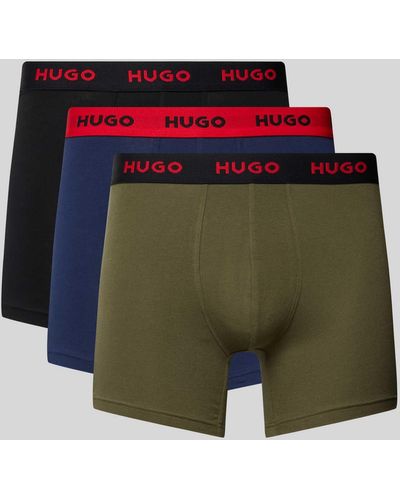 HUGO Trunks mit elastischem Logo-Bund im 3er-Pack - Grün