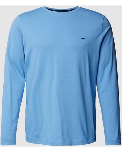 Fynch-Hatton Shirt Met Lange Mouwen En Logodetail - Blauw