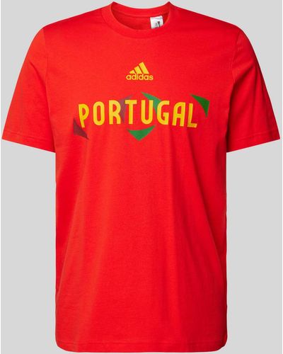 adidas T-Shirt mit Label-Print Modell 'PORTUGAL' - Rot