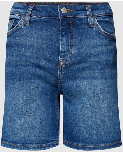 Edc By Esprit Jeansshorts Met Labelpatch - Blauw