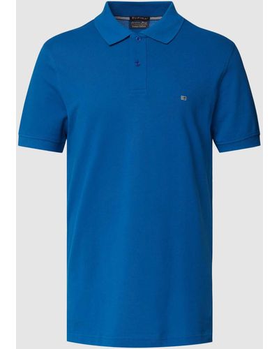 Christian Berg Men Poloshirt Met Labelstitching - Blauw