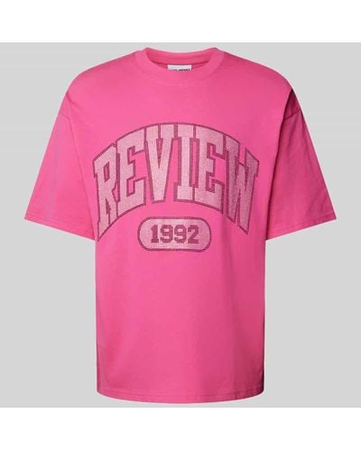 Review Oversized T-Shirt mit Label-Print - Pink