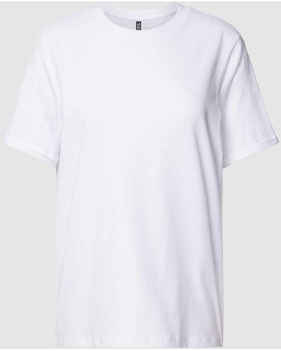 Pieces T-shirt Met Vaste Mouwomslagen - Wit