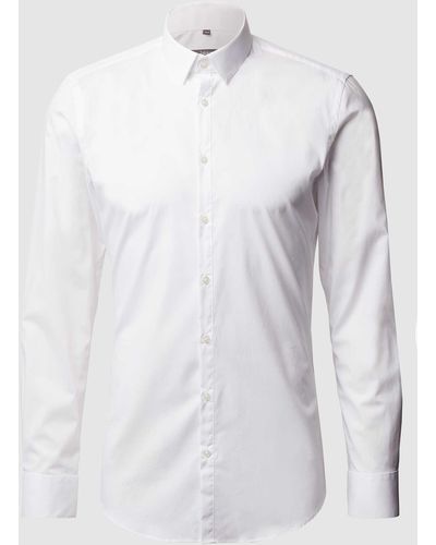 Jake*s Super Slim Fit Business-Hemd aus Popeline - Weiß
