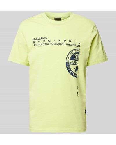 Napapijri T-Shirt mit Label- und Motiv-Print Modell 'MANTA' - Gelb