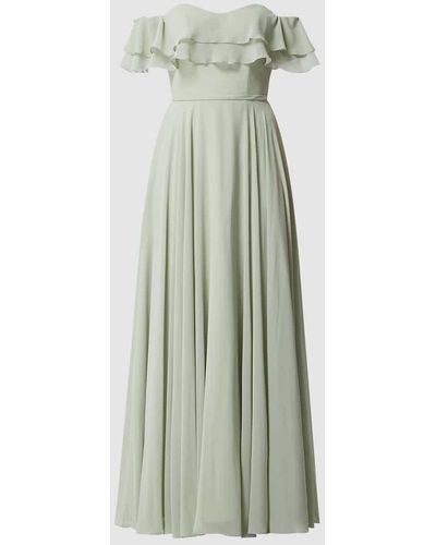 Luxuar Abendkleid mit Carmen-Ausschnitt - Grün