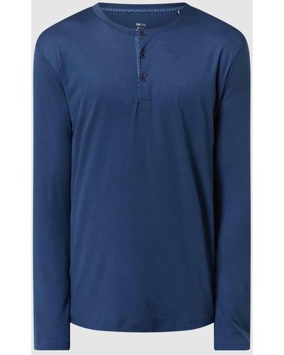 CALIDA Serafino-Shirt mit Modal-Anteil - Blau