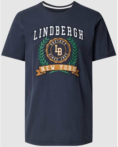 Lindbergh T-Shirt mit Stitching - Blau